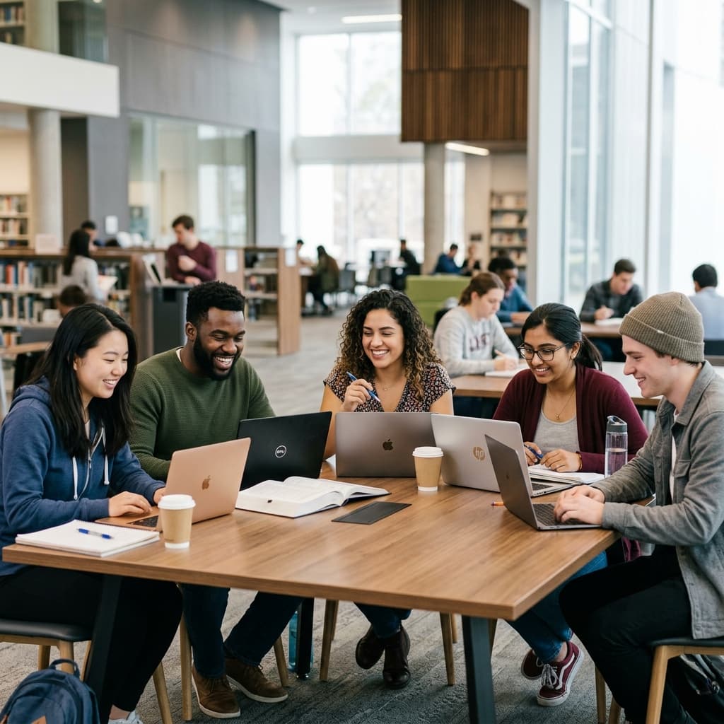 Students studying